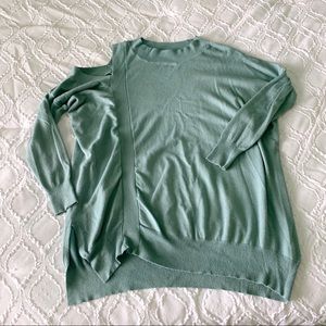 Asymmetrical Mint Green Long Sleeve Top